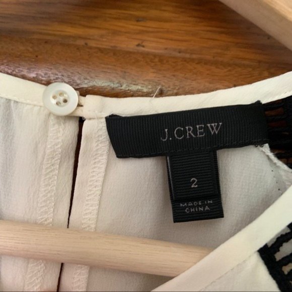 JCrew Lace & Silk Blouse Flutter Sleeve Cream - Picture 3 of 6
